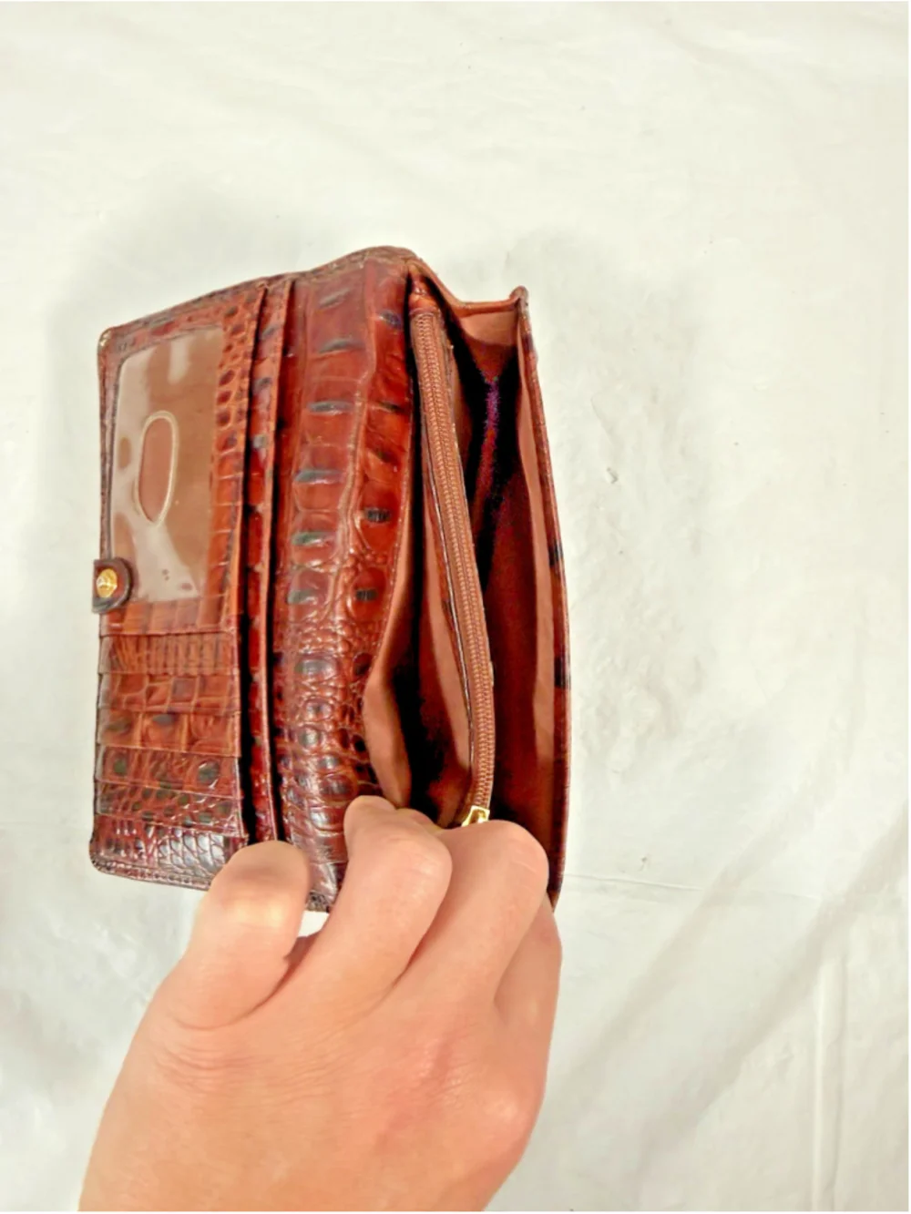 BRAHMIN DEBRA PECAN MELBOURNE LEATHER Croc Embossed WALLET